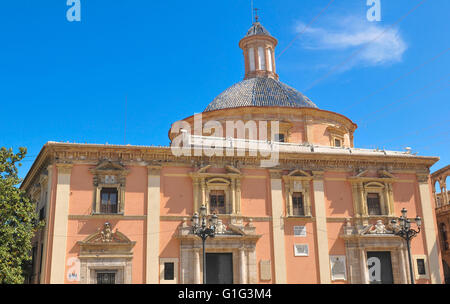 Valencia, Spain - March 30, 2016: View of Saint Mary cathedral overlooking the main square in Valencia Stock Photo