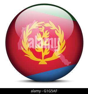 Vector Image - Map on flag button of State of Eritrea Stock Vector