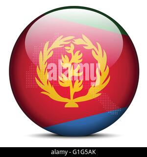 Vector Image - Map with Dot Pattern on flag button of State of Eritrea Stock Vector