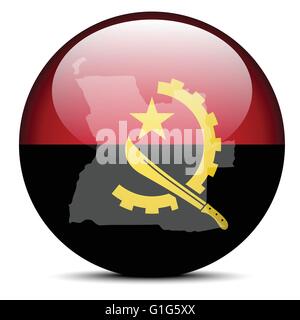 Map on flag button of Republic of Angola Stock Vector