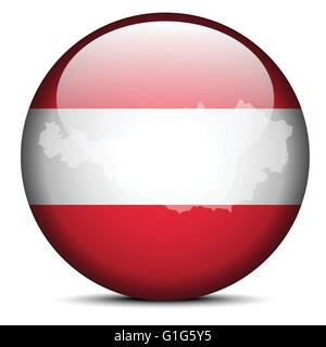 Map on flag button of Republic of Austria Stock Vector
