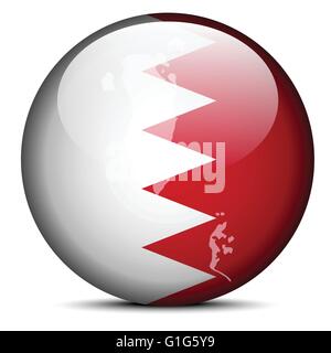 Illustration of  Map on flag button of Kingdom of Bahrain Stock Vector