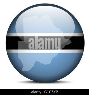 Vector Image - Map on flag button of Republic of Botswana Stock Vector