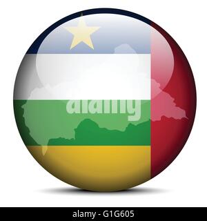 Vector Image - Map on flag button of Central African Republic Stock Vector