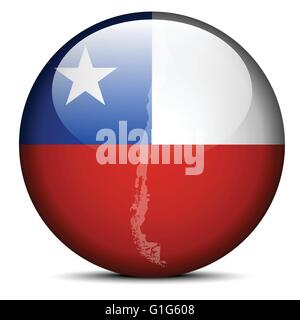 Vector Image - Map on flag button of Republic of Chile Stock Vector