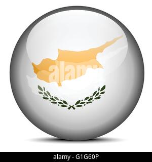Vector Image - Map on flag button of Republic of Cyprus Stock Vector
