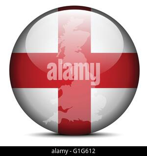 Map on flag button of England Stock Vector