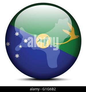 Vector Image - Map on flag button of Christmas Island Stock Vector
