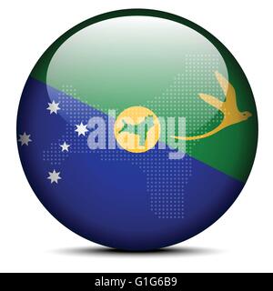 Vector Image - Map with Dot Pattern on flag button of Christmas Island Stock Vector