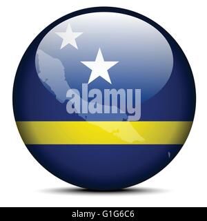 Vector Image - Map on flag button of Curacao Stock Vector