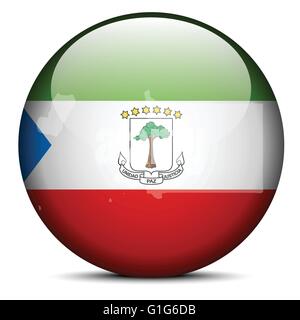 Vector Image - Map on flag button of Republic of Equatorial Guinea Stock Vector