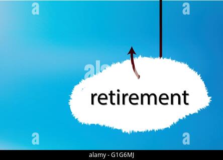 Vector Illustration - retirement text cloud on blue back ground Stock Vector