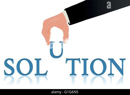 Vector Illustration - Hand and the word Solution Stock Vector
