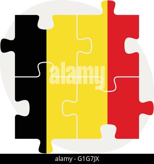 Vector illustration of Belgian Flag in puzzle isolated on white background Stock Vector