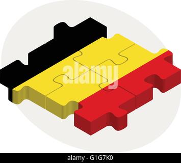 Vector illustration of Belgian Flag in puzzle isolated on white background Stock Vector