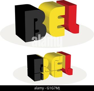 Vector illustration of Belgian Flag in puzzle isolated on white background Stock Vector