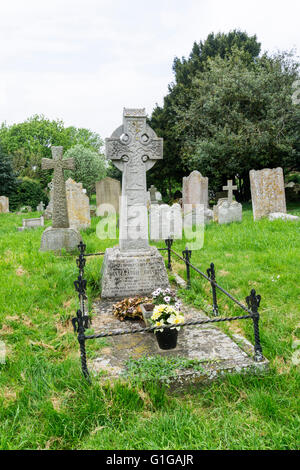 The grave of Dante Gabriel Rossetti in Birchington,  Designed by his friend and fellow pre-Raphaelite Ford Madox Brown. Stock Photo