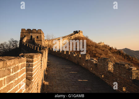 The Mutianyu section of the Great Wall on an extremely cold day in December Stock Photo