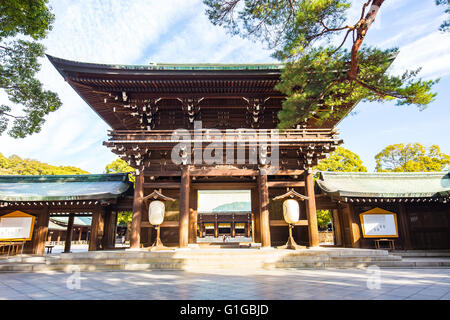Tokyo, Japan - February 16, 2015: Meiji Shrine located in Shibuya, Tokyo, is the Shinto shrine that is dedicated to the deified