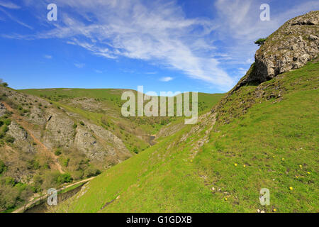 Thorpe Cloud and Dovedale, Peak District National Park, Derbyshire, Staffordshire, England, UK. Stock Photo