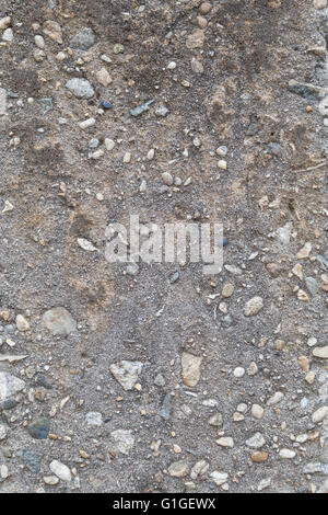 Close-up of a concrete wall with small pebbles embedded texture background. Stock Photo