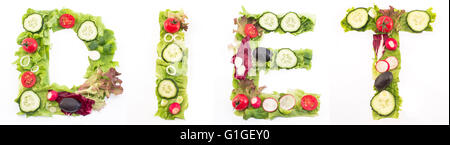 Word diet made of salad. Stock Photo