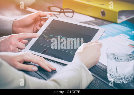 meeting leadership marketing diagram training planning tablet team - stock image Stock Photo