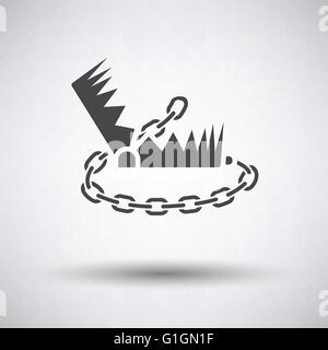Bear hunting trap  icon on gray background with round shadow. Vector illustration. Stock Vector