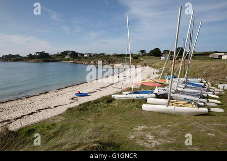 Porz an Iliz beach in south east of island, Ile de Batz, near Roscoff, Finistere, Brittany, France, Europe Stock Photo