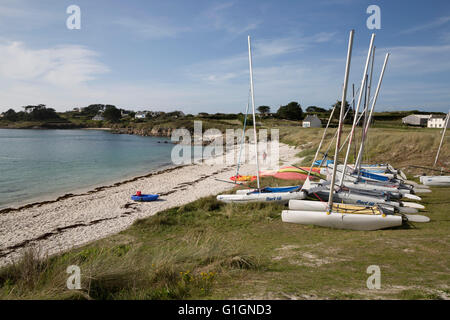 Porz an Iliz beach in south east of island, Ile de Batz, near Roscoff, Finistere, Brittany, France, Europe Stock Photo