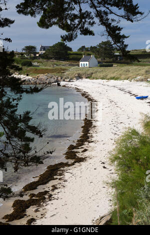 Porz an Iliz beach in south east of island, Ile de Batz, near Roscoff, Finistere, Brittany, France, Europe Stock Photo