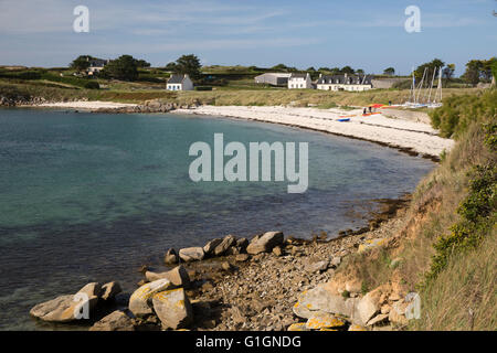 Porz an Iliz beach in south east of island, Ile de Batz, near Roscoff, Finistere, Brittany, France, Europe Stock Photo