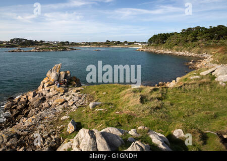 Porz an Iliz beach in south east of island, Ile de Batz, near Roscoff, Finistere, Brittany, France, Europe Stock Photo