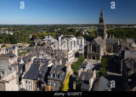 View to La Basilique Saint Sauveur from Tour de l'Horloge, Dinan, Cotes d'Armor, Brittany, France, Europe Stock Photo