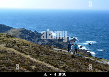 Banba's Crown in Malin Head, County Donegal, is the most northerly point of the Irish mainland. Stock Photo