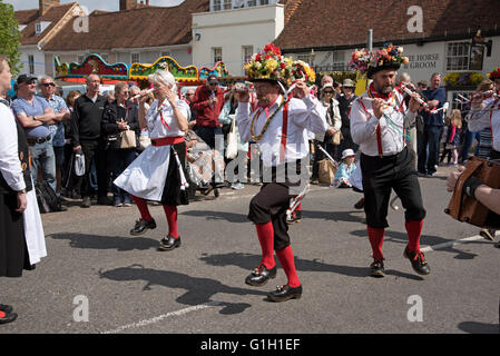 Morris dancers entertain the visitors to the Alresford Watercress Festival in Hampshire England UK Stock Photo