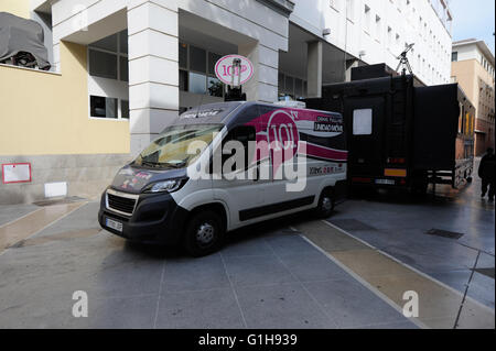 Broadcasting van in Malaga Spain Stock Photo