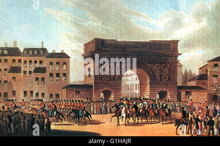 Russian army enters Paris in 1814. Stock Photo