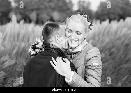 The guy and the girl on walk Stock Photo