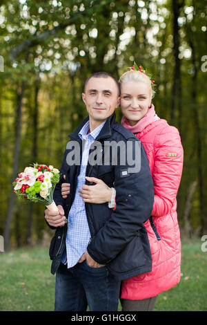 The guy and the girl on walk Stock Photo