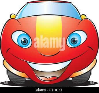 vector illustration of a smiling red car mascot Stock Vector