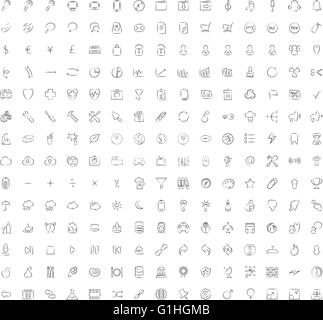 vector illustration of doodle icons set in line art mode Stock Vector