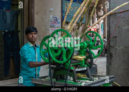 Sugar Cane Juice Street Vendor, Hyderabad Stock Photo