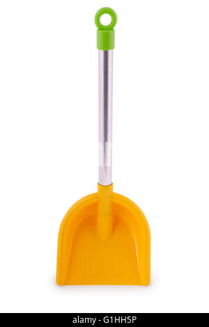 Children toy shovel isolated on white. Clipping path inside. Stock Photo