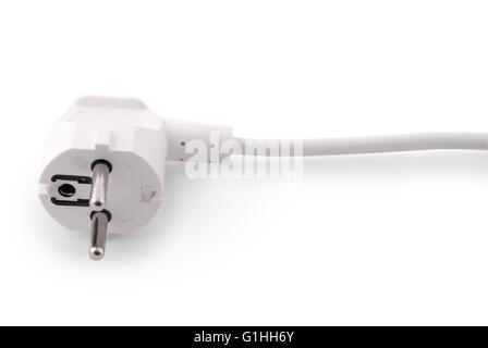 White 220 volt power connector on white. Clipping path inside. Stock Photo