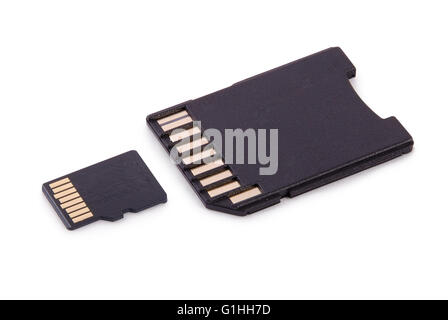 An SD and micro SD Memory card to use when taking pictures on your digital camera. These two secure digital compact flash memory Stock Photo