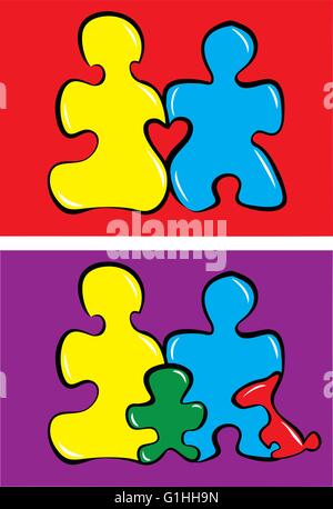 Vector illustration of family concept made by puzzle pieces Stock Vector