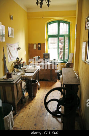 Old wooden kitchen in the antique building Stock Photo