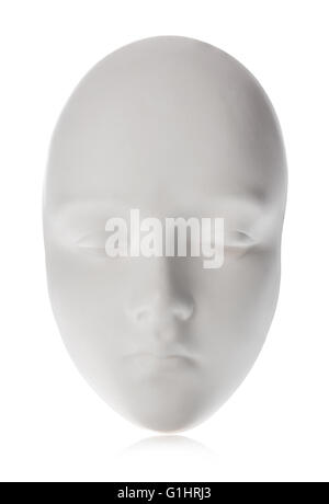 White mask close-up isolated on white background. Stock Photo