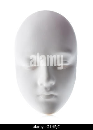 White mask close-up isolated on white background. Stock Photo